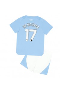 Fotbalové Dres Manchester City Kevin De Bruyne #17 Dětské Domácí Oblečení 2023-24 Krátký Rukáv (+ trenýrky)